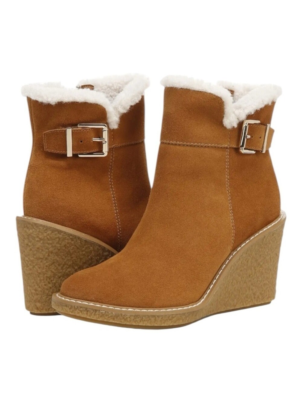 FRANCO SARTO Women's Ulayna Water-Resistant Suede Fleece Wedge Bootie Size 8
